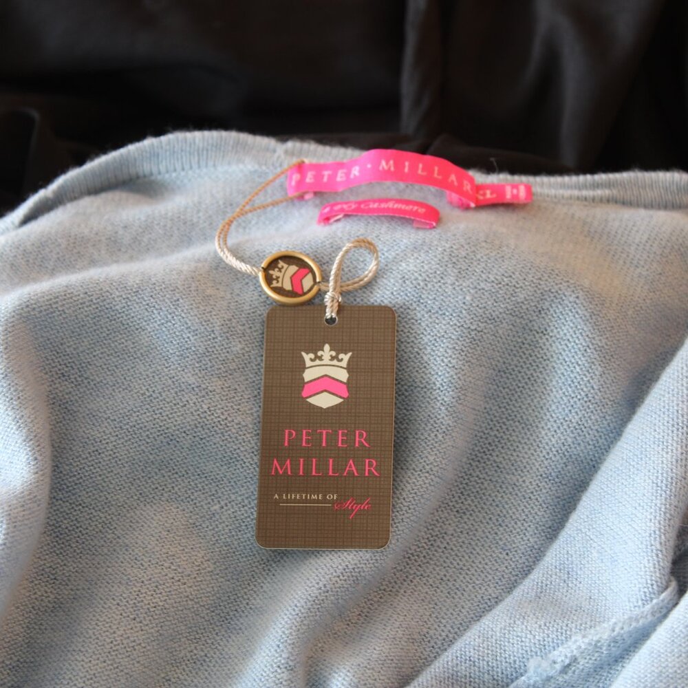 Peter Millar Long Cashmere Cardigan Sweater with Tie Light Blue XL New - Picture 6 of 11